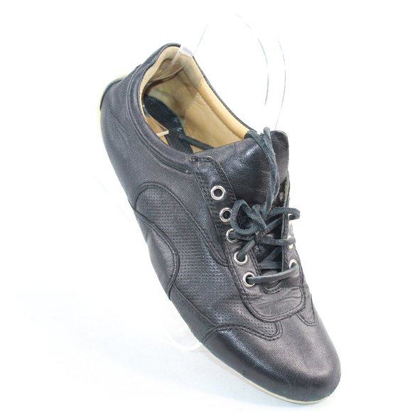 Robert Zur Shoes - Robert Zur Black Lace Up Leather Casual Sneakers Shoes Style 29 #125